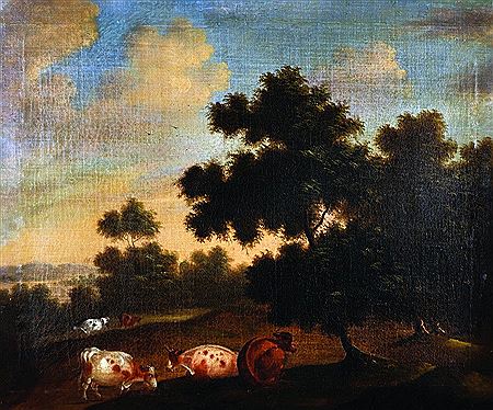 A River Landscape with Cattle and a companion piece (2)
