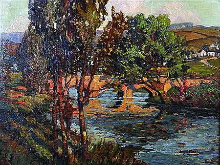 A River Landscape, with a Man by the Waters Edge (2)