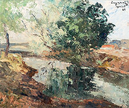 L'Orvanne près du viaduc, 1961 Le Loing à Moret, 1964 (pair)