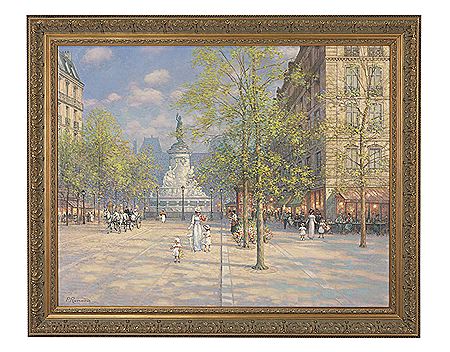 Sample artwork by Paul Renard (1871 - 1920), known for impressionist narrative city street scene painting - View similar artists and auction records