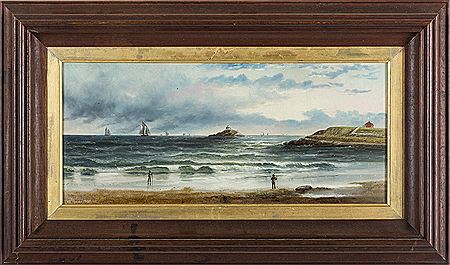 CLAMMING, SHORT BEACH, NAHANT, WITH EGG ROCK LIGHTHOUSE IN DISTANCE by Willis Plummer - Auction record, sale price, and art valuation. Compare with similar artists and explore comparable artworks.