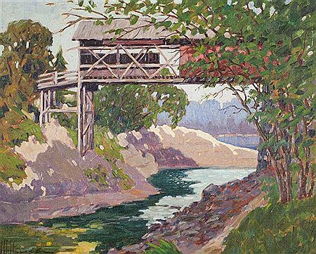 The Old Covered Bridge by Howard House - Auction record, sale price, and art valuation. Compare with similar artists and explore comparable artworks.
