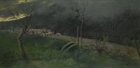 Road at sunset with shepherds and sheep by Alfonso Simonetti - Auction record, sale price, and art valuation. Compare with similar artists and explore comparable artworks.