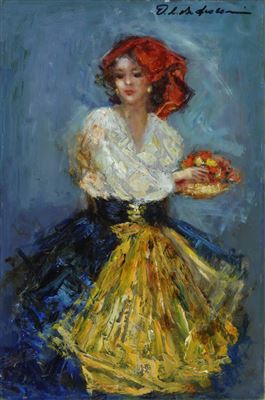 Female figure with flowers