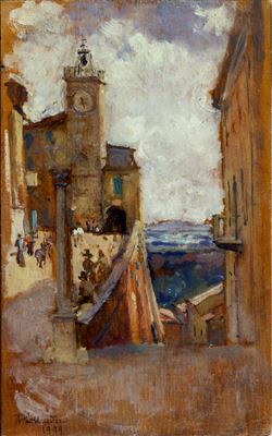 Sample artwork by Alphons Hollaender (1845 - 1923), known for portrait, landscape, seascape and church interior paintings-religious subjects - View similar artists and auction records