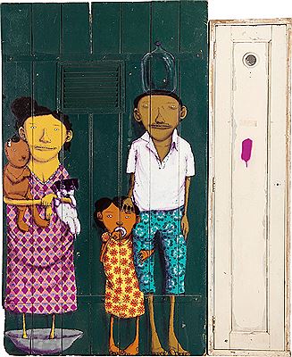 Sample artwork by Otavio and Gustavo Os Gemeos (Born 1974), known for twin brother collaborative graffiti artist - View similar artists and auction records