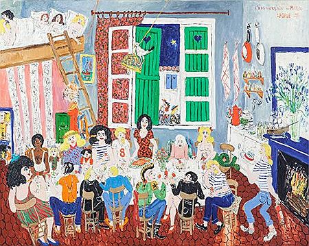 Sample artwork by Jean Pierre Lagrue (1939 - 2018), known for primitive style crowd genre, entertainment event scene painting - View similar artists and auction records