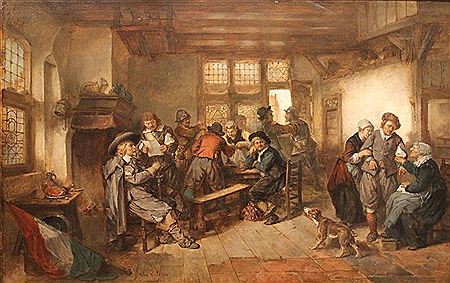 TAVERN INTERIOR WITH CAVALIERS