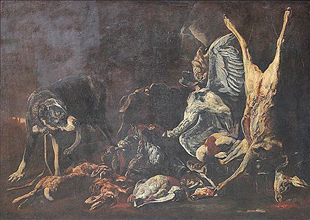 STILL LIFE WITH HUNTING DOG