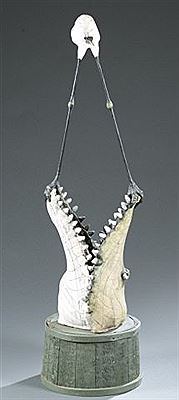 Crocodile & heron sculpture