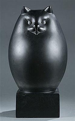 Black cat sculpture