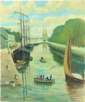 Vue animée sur les quais de Quimper