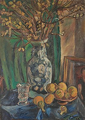 Nature morte au vase et fruits