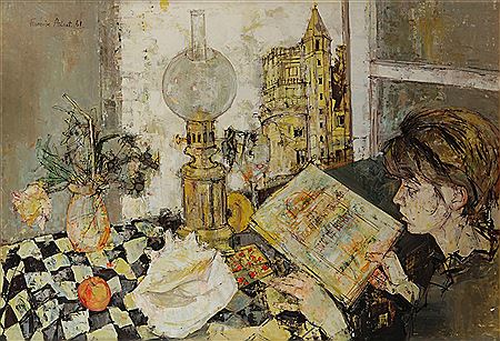 Femme lisant dans un intérieur