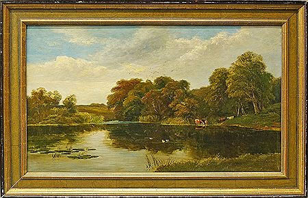 River landscape with cattle