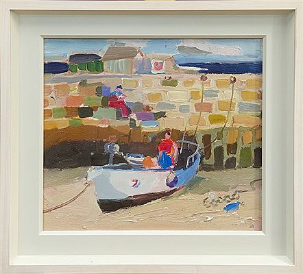 'Fishermen unloading, Mousehole'