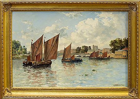 Off the Creek, Hammersmith and Barges going down with the tide, near Putney (2)