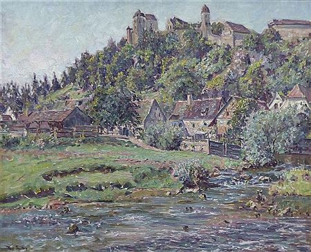 Sommerlandschaft: Ansicht der Harburg an der Wörnitz