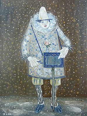 Standing clown with automaton