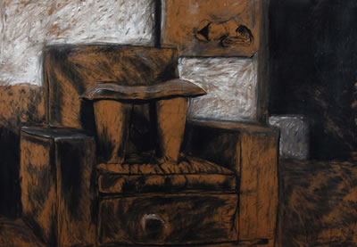 Interior Scene with Chair and Stool