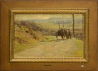 Cheval de trait dans paysage