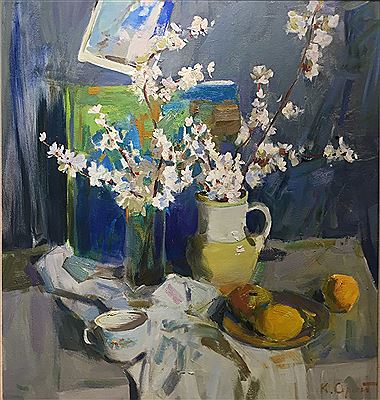 Still Life With Blossoms and Apricots