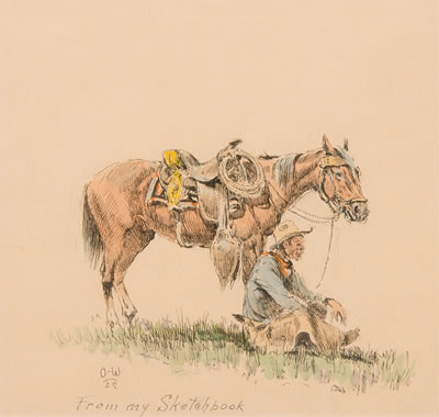 Seasons Greeting 1959 (Cowboy in Shade of Horse); Seasons Greeting 1963 (Indian Head) AND Vaquero Bust (Desc) (Sold as Set)