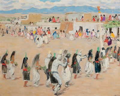 Moqui Ceremonial Dance by Grace Ravlin - Auction record, sale price, and art valuation. Compare with similar artists and explore comparable artworks.
