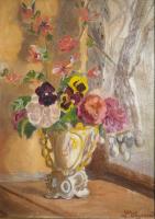 Bouquet of flowers whose thoughts in a rock vase