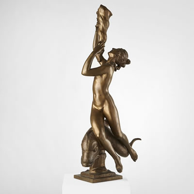 Najad with cornucopia and dolphin by Alfred Ohlson - Auction record, sale price, and art valuation. Compare with similar artists and explore comparable artworks.