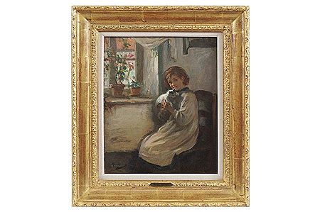 A girl with a kitten by Manuel Barthold - Auction record, sale price, and art valuation. Compare with similar artists and explore comparable artworks.
