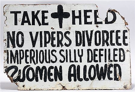 Take Heed No Vipers Divorcee Imperious Silly Defiled Women Allowed.