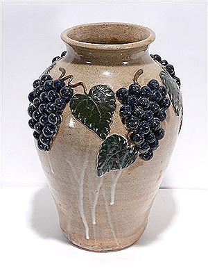 Grape Vine & Leaf Decorated Vase
