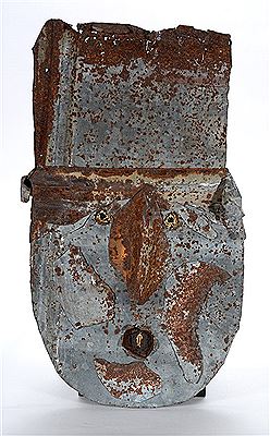 Sample artwork by Jerry Coker (Born 1938), known for abstract portrait masks on metal, wood or tin, painting - View similar artists and auction records