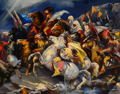 Taos Warriors by Julius Rolshoven - Auction record, sale price, and art valuation. Compare with similar artists and explore comparable artworks.