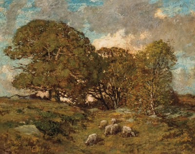 Landscape with Sheep Grazing by Allen Talcott - Auction record, sale price, and art valuation. Compare with similar artists and explore comparable artworks.