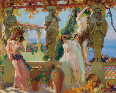 Harvesting Grapes on the Pergola