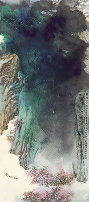 PEACH BLOSSOM SPRING (hanging scroll) by Daqian Zhang - Auction record, sale price, and art valuation. Compare with similar artists and explore comparable artworks.