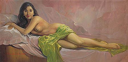 Relaxing Woman by S Saman - Auction record, sale price, and art valuation. Compare with similar artists and explore comparable artworks.