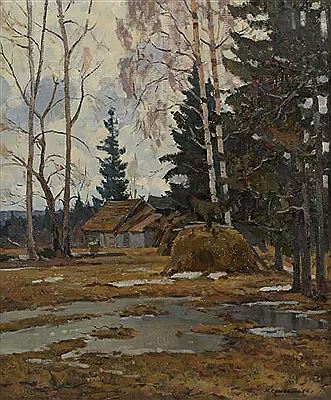 Sample artwork by Yuri Semenyuk (1922 - 2006), known for landscape, portrait, genre andhistory painting - View similar artists and auction records