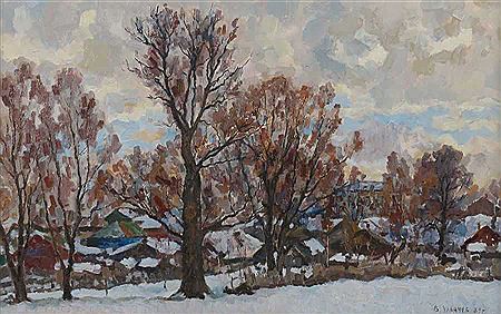 "Winterlandschaft mit einem Ort hinter Bäumen", mit Schnee bedeckt by Vladimir Aleksandrovich Ulyanov - Auction record, sale price, and art valuation. Compare with similar artists and explore comparable artworks.