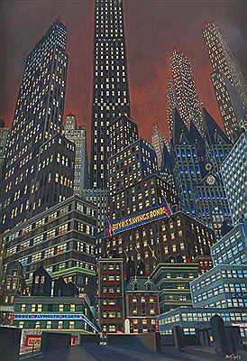 "Wolkenkratzer New York", nächtliche Ansicht der sich über der Straße erhebenden Hochhäuser by Reinhold Nagele - Auction record, sale price, and art valuation. Compare with similar artists and explore comparable artworks.