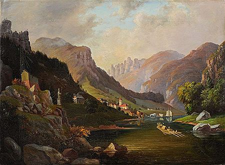 "Parthie bei Niedergrund an der Elbe (sächsisch böhmische Grenze)". 1866