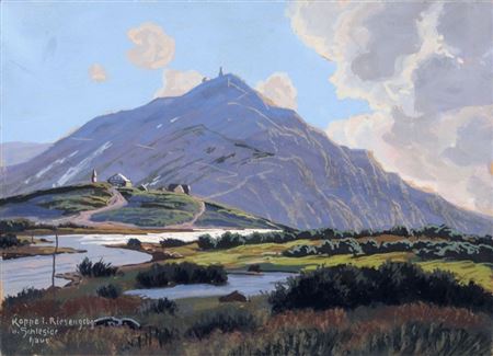 "Koppe im Riesengebirge und Schlesierhaus/ ""Riesengebirge""."