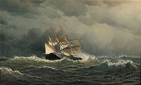 Sailing Vessel in Storm-tossed Seas