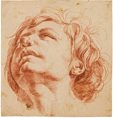 HEAD STUDY OF A YOUNG MAN, LOOKING UPWARDS