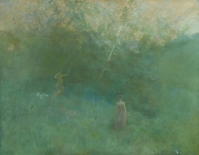 THE WHITE BIRCH by Thomas Wilmer Dewing - Auction record, sale price, and art valuation. Compare with similar artists and explore comparable artworks.