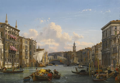 A VIEW OF THE GRAND CANAL LOOKING TOWARDS THE RIALTO BRIDGE, VENICE