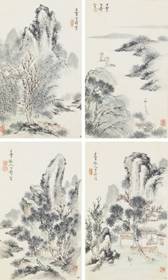 LANDSCAPES ILLUSTRATING FAN CHENGDA'S POEM (8) by Gongshou Hu - Auction record, sale price, and art valuation. Compare with similar artists and explore comparable artworks.