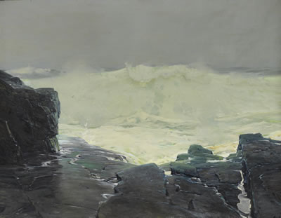 SURF AND FOG; MONHEGAN MAINE
